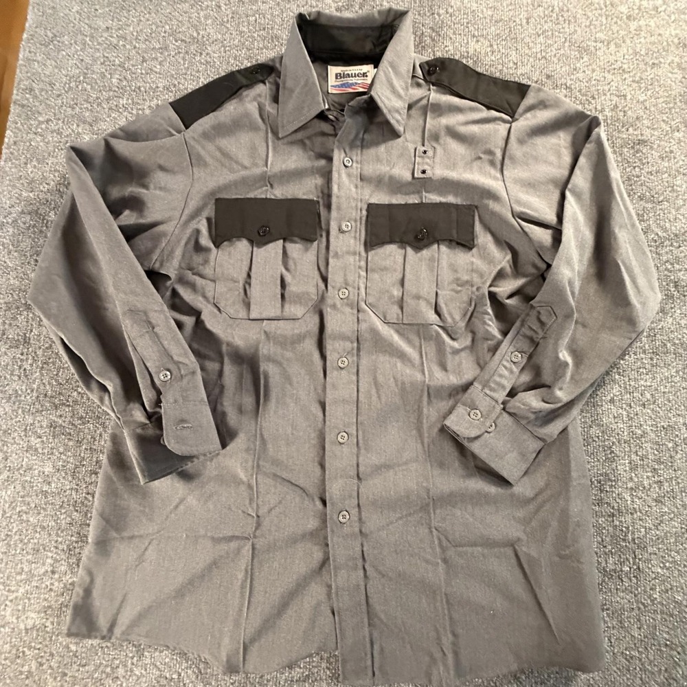 Blauer Mens Grey Tactical Shirt Long Sleeve Two Tone 17 x 33 USA Made 846